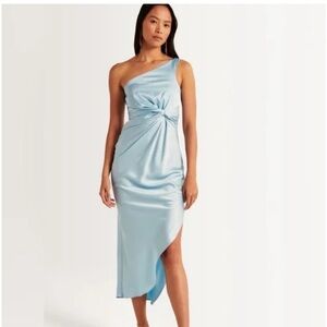 Abercrombie Light Blue One Shoulder Midi Dress - Small